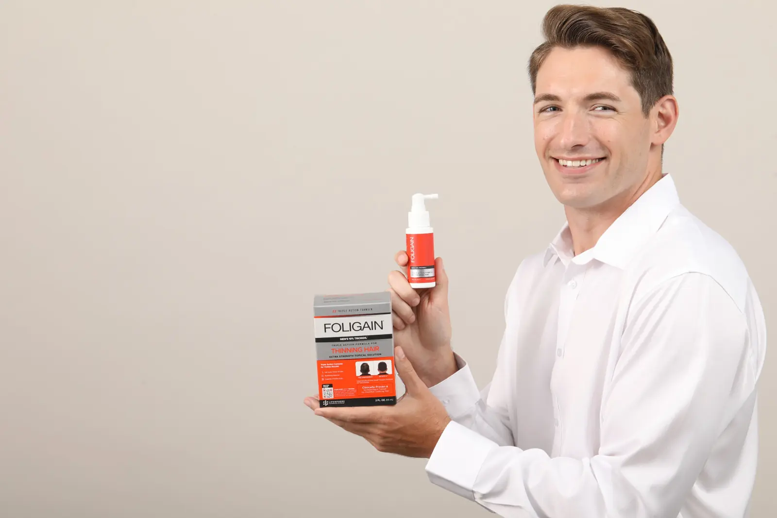 FOLIGAIN® TRIOXIDIL® spray and box