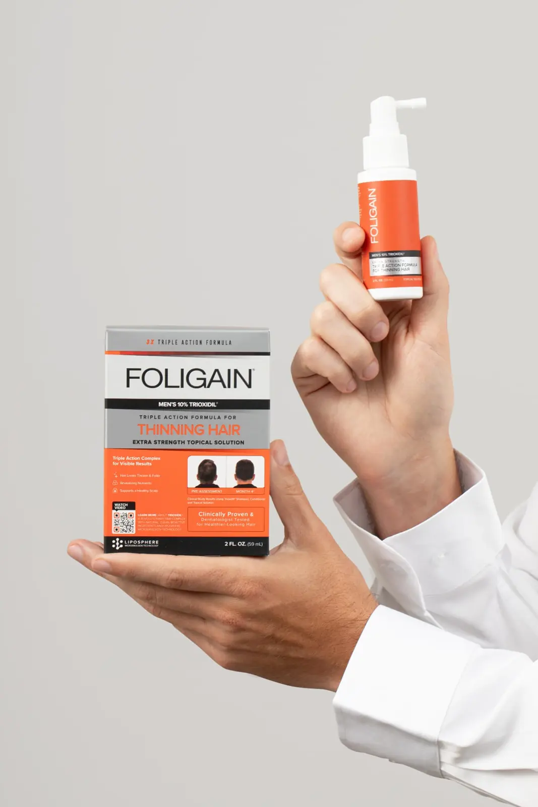 FOLIGAIN® TRIOXIDIL® 10% for men box and spray