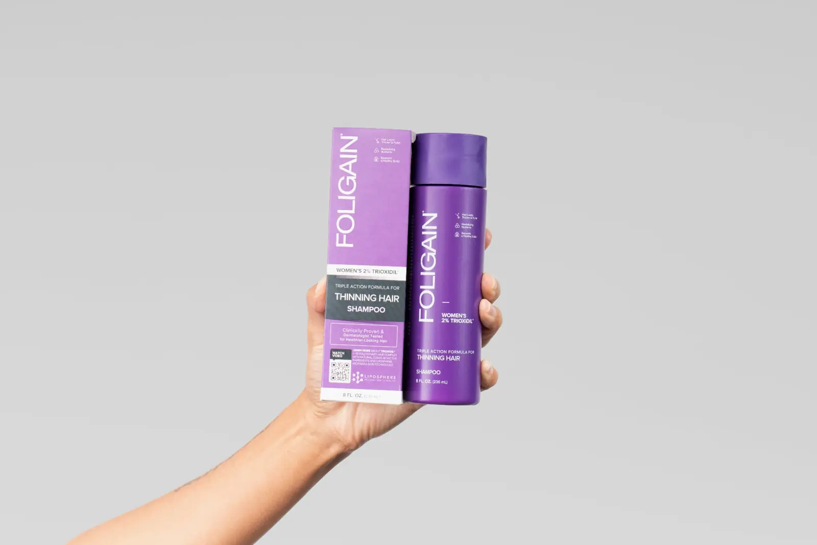 Women's thinning hair shampoo and box